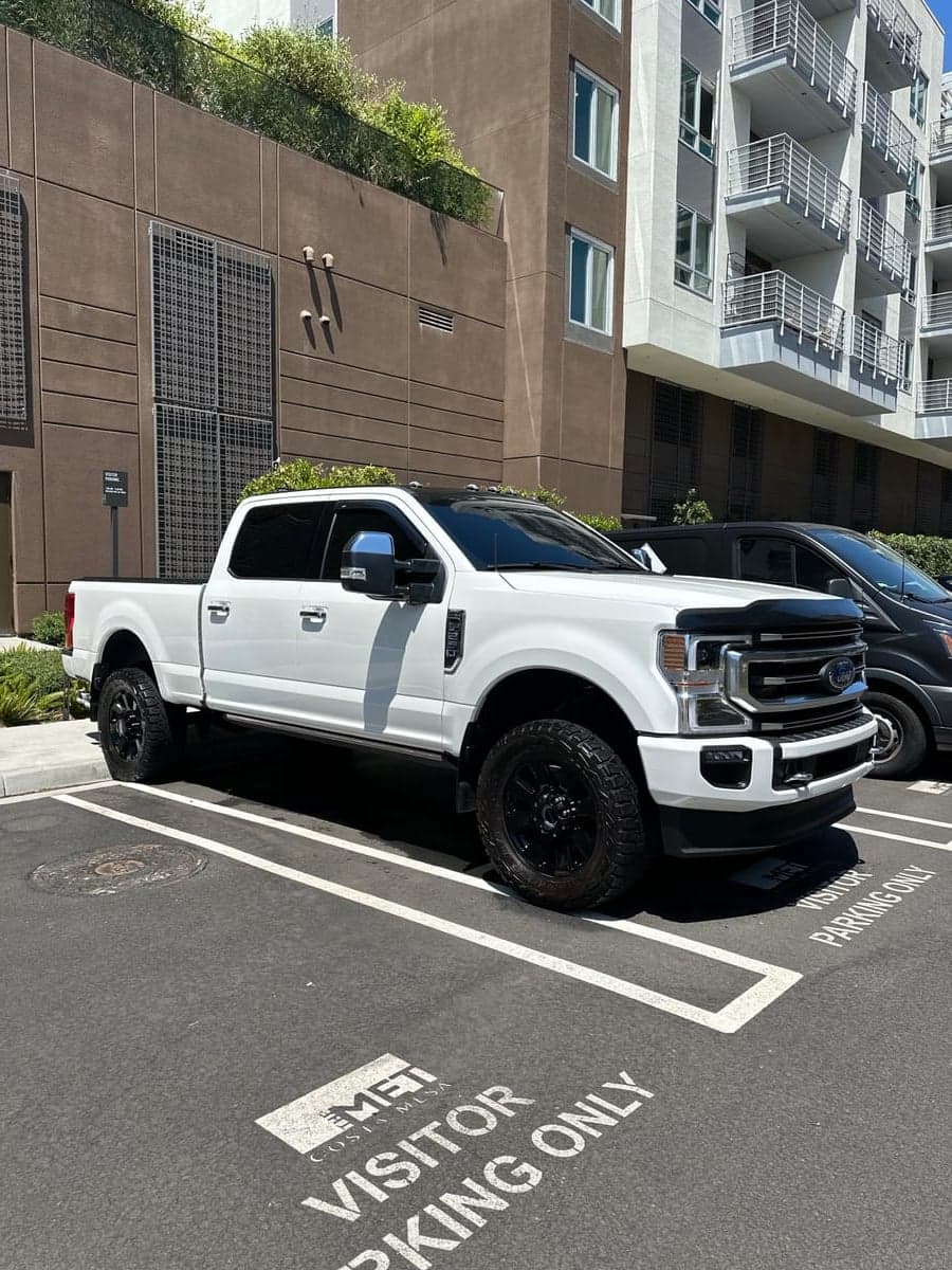 White Ford F250 freshly detailed in Orange County